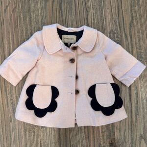 Hucklebones London Light Pink Pea Coat with Dark Blue Details size 6 mo